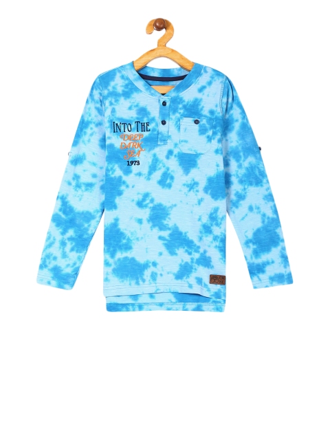 

Cherokee Boys Blue Tie & Dye Henley Neck T-shirt