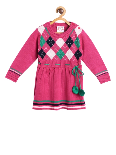 

612 league Girls Pink Checked Sweater Dress