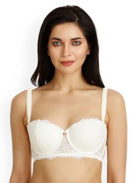 

Zivame White Lace Underwired Heavily Padded T-shirt Bra ZI1598FASH