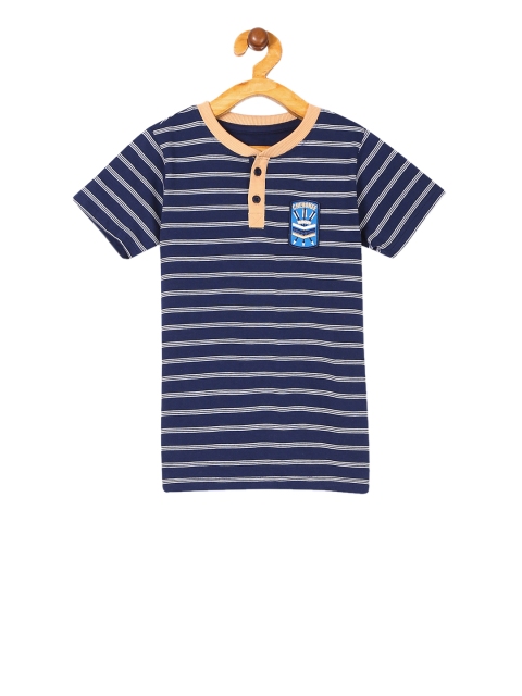 

Cherokee Boys Blue Striped Henley Neck T-shirt