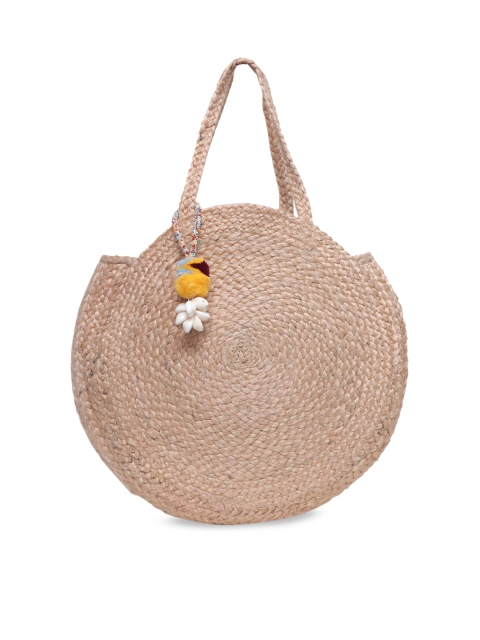 Diwaah Beige Self Design Handheld Bag