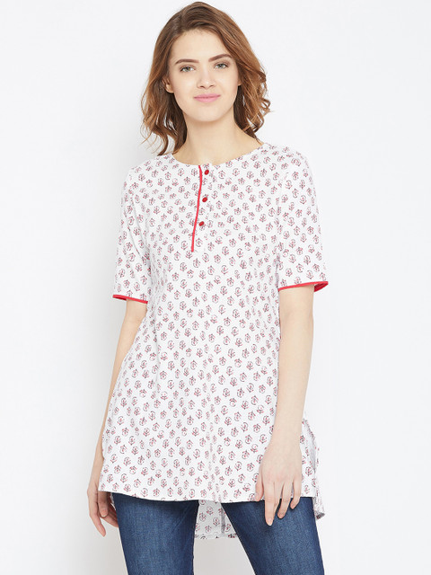 

Ruhaans White & Red Printed Tunic