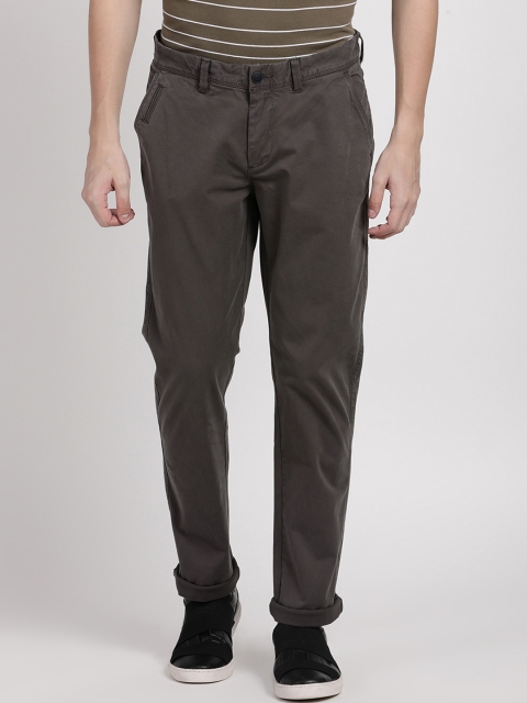 

Crocodile Men Grey Smart Slim Fit Solid Regular Trousers