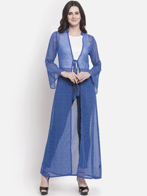 

Martini Blue Printed Tie-Up Longline Shrug