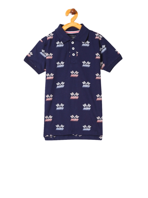 

Cherokee Boys Blue Printed Polo Collar Pure Cotton T-shirt