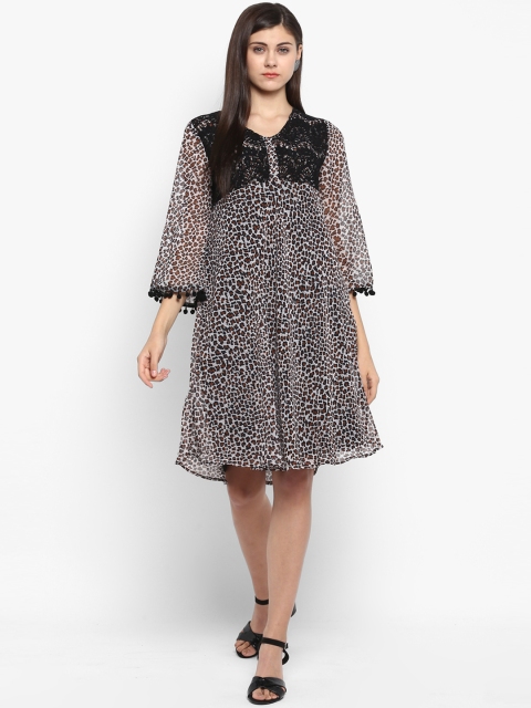 

Antheaa Women Black Printed A-Line Dress