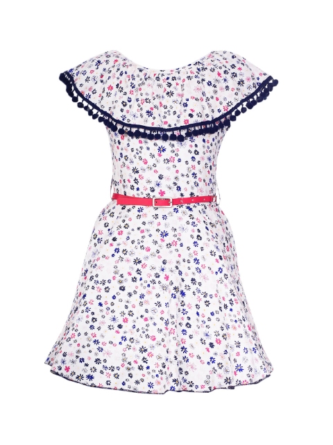 

naughty ninos Girls White Printed Fit and Flare Dress