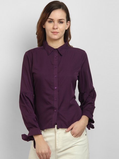 

LA LOFT Women Purple Regular Fit Solid Casual Shirt
