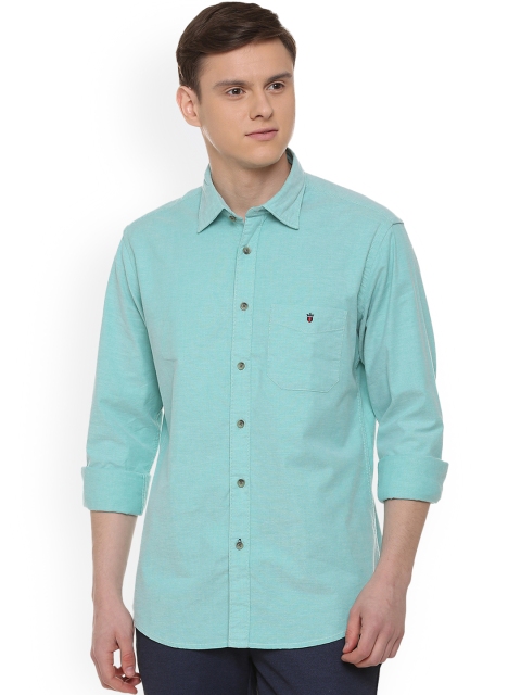 Louis Philippe Men Green Slim Fit Solid Casual Shirt