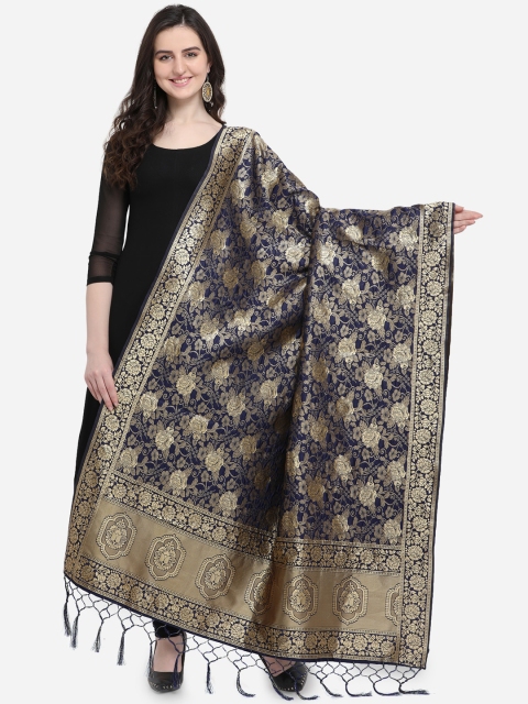 

Satrani Navy Blue Poly Silk Dupatta
