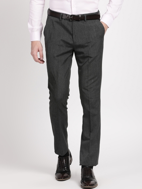 

Crocodile Men Grey Smart Slim Fit Solid Formal Trousers