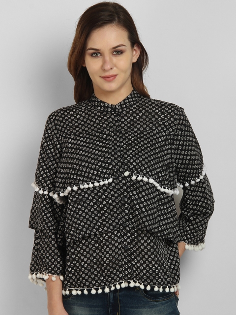 

LA LOFT Women Black Regular Fit Printed Casual Shirt
