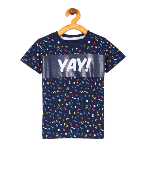 

Cherokee Boys Navy Blue Printed Round Neck T-shirt