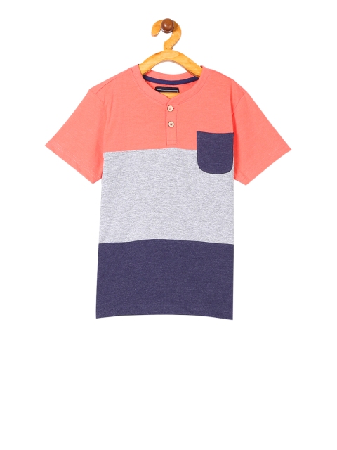 

Cherokee Boys Pink Colourblocked Henley Neck T-shirt