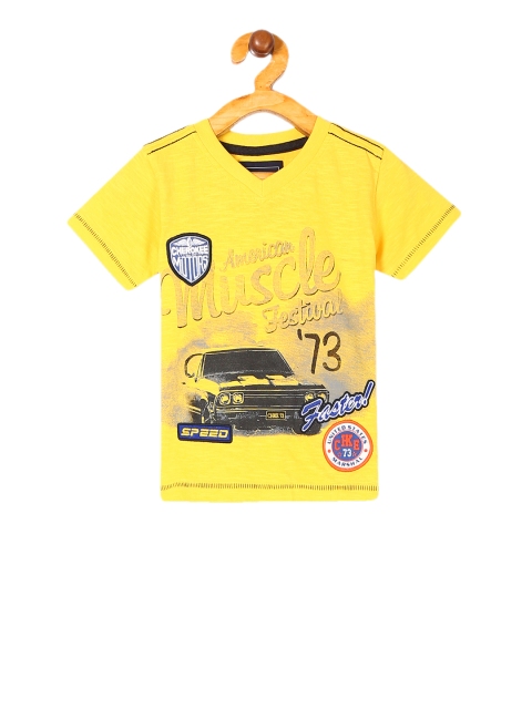 

Cherokee Boys Yellow Printed V-Neck T-shirt
