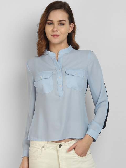 LA LOFT Women Blue Regular Fit Solid Casual Shirt