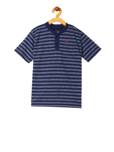 

Cherokee Boys Blue Striped Henley Neck T-shirt
