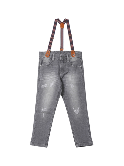 

Cherokee Boys Grey Slim Fit Mid-Rise Mildly Distressed Stretchable Jeans