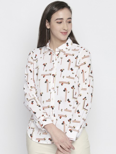 

Annabelle by Pantaloons Women White Printed Shirt Style Top