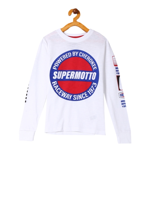 

Cherokee Boys White Printed Round Neck Pure Cotton T-shirt