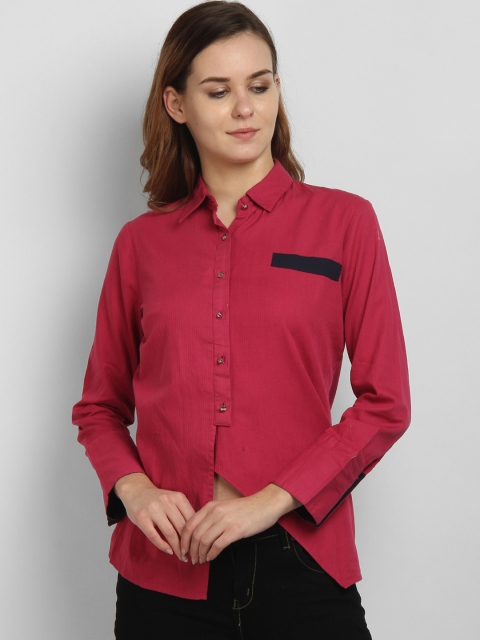 

LA LOFT Women Maroon Regular Fit Solid Casual Shirt