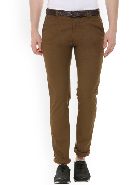 

V Dot Men Brown Slim Fit Self Design Regular Trousers