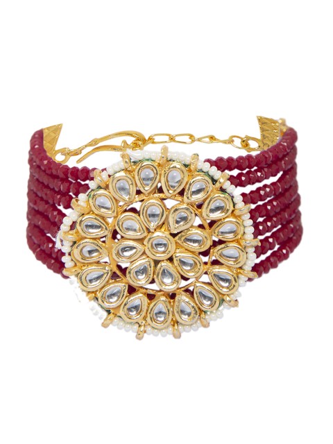 

Mali Fionna Red Alloy Gold-Plated Handcrafted Armlet Bracelet