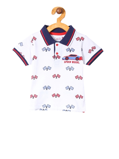 

Donuts Boys White Printed Polo Collar T-shirt