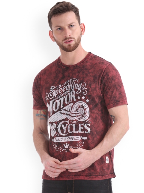 

Cherokee Men Red Printed Round Neck T-shirt