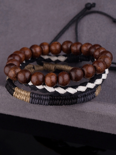 

Dare by Voylla Black & Brown Wood Multistrand Bracelet