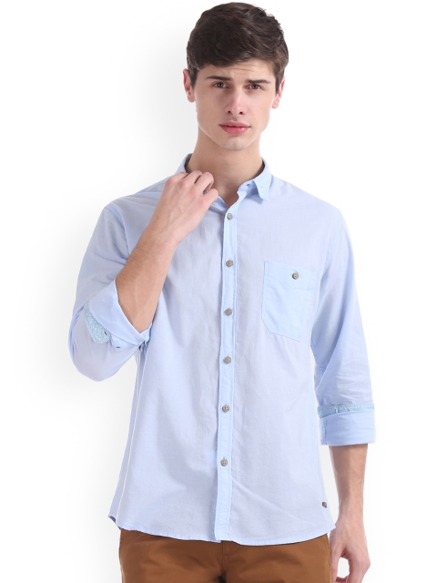 

Cherokee Men Blue Regular Fit Solid Casual Shirt