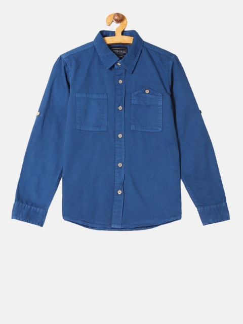 

Cherokee Boys Blue Regular Fit Solid Casual Shirt