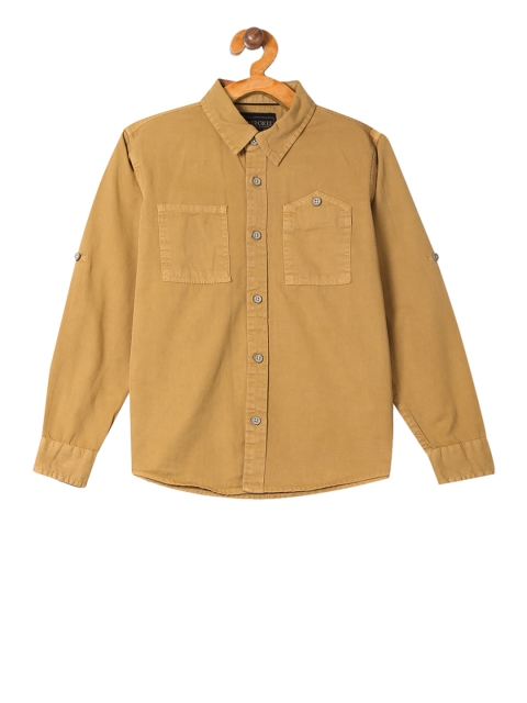 

Cherokee Boys Brown Regular Fit Solid Casual Shirt