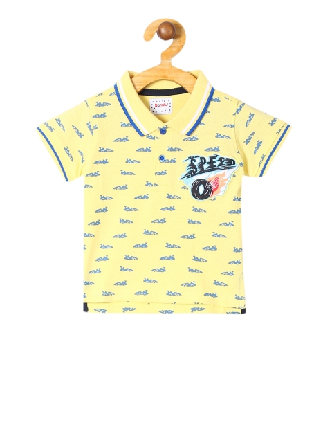 

Donuts Boys Yellow Printed Polo Collar T-shirt