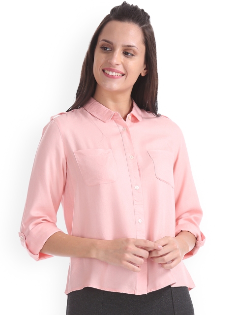 

Sugr Women Pink Regular Fit Solid Casual Shirt