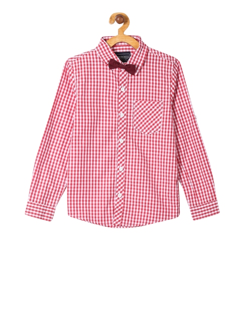 

Cherokee Boys Red & White Regular Fit Checked Casual Shirt