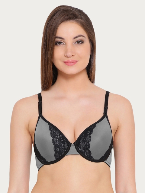 

Clovia Grey Solid Underwired Lightly Padded Everyday Bra