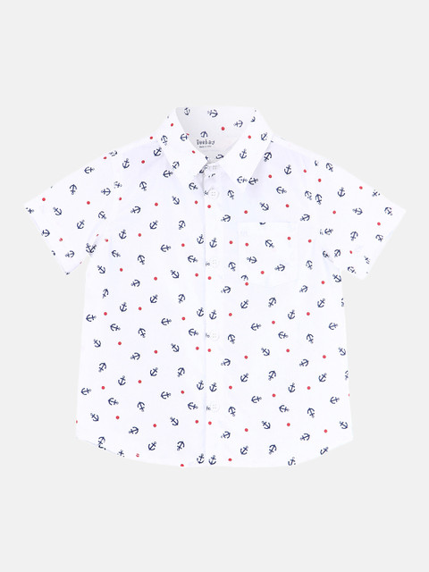 

Beebay Boys White Regular Fit Printed Casual Shirt