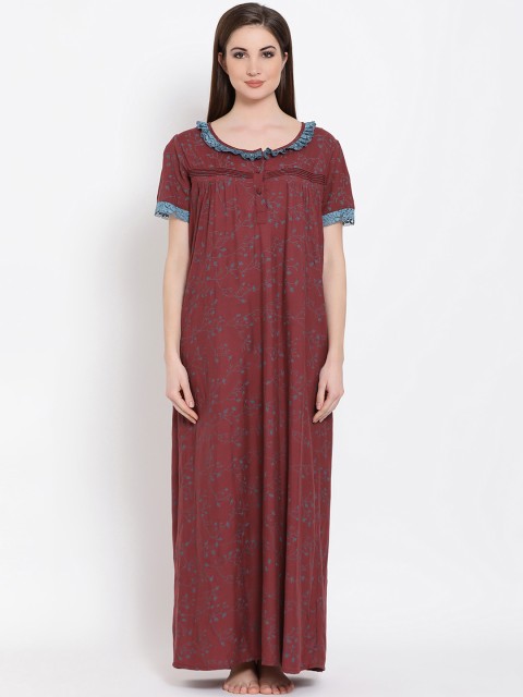 

Clovia Maroon Printed Nightdress