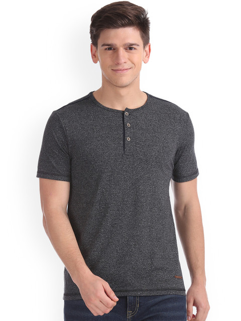 

Cherokee Men Grey Solid Henley Neck Slim Fit T-shirt
