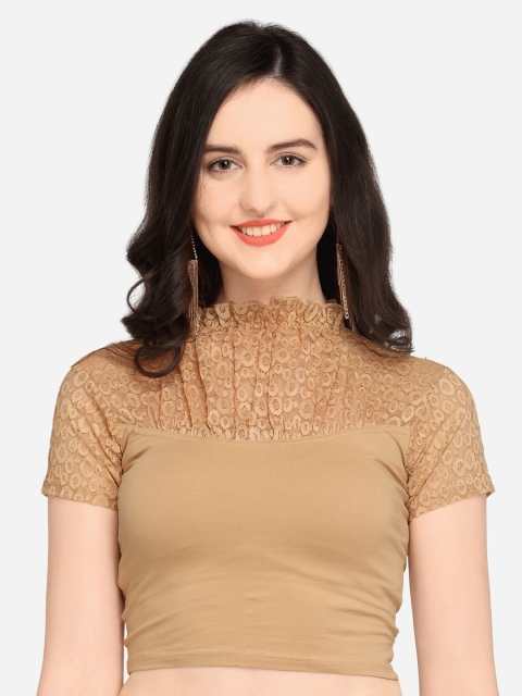 

Inddus Women Beige Solid Stretchable Saree Blouse