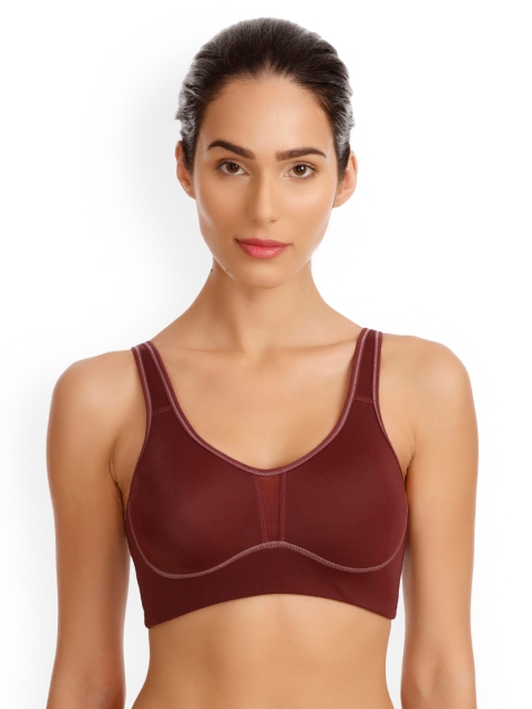 

Zelocity Maroon Solid Non-Wired Non Padded Sports Bra ZC4237FASHABRWN