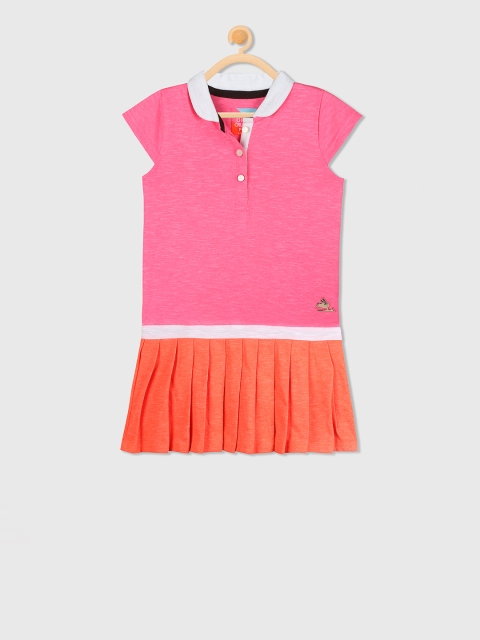 

Cherry Crumble Girls Pink Solid T-shirt Dress