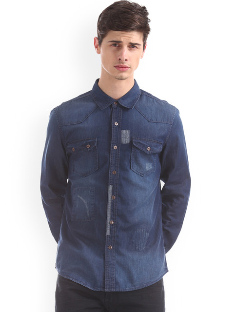 

Cherokee Men Blue Regular Fit Faded Casual Shirt