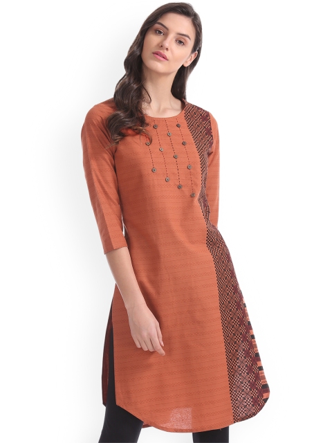 

Karigari Women Rust Printed Straight Kurta