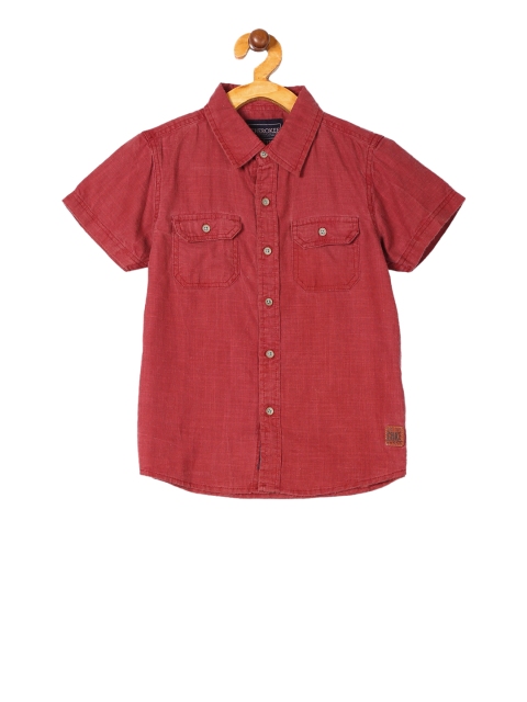 

Cherokee Boys Red Regular Fit Solid Casual Shirt