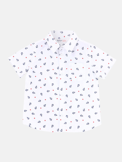 

Beebay Boys White Regular Fit Printed Casual Shirt