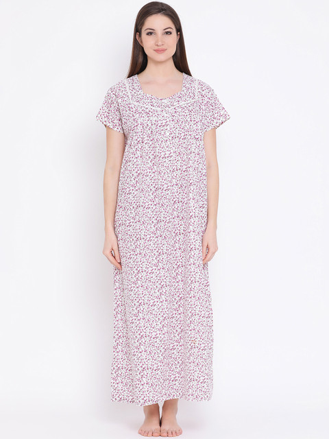 

Clovia Purple & White Printed Nightdress