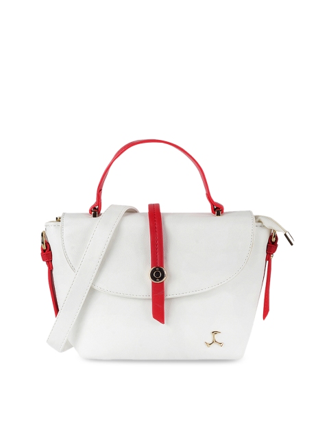 

Mochi Women White Solid Satchel Bag