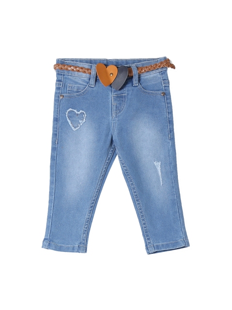 

Donuts Girls Blue Regular Fit Mid-Rise Low Distress Jeans